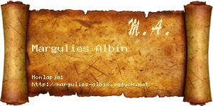 Margulies Albin névjegykártya